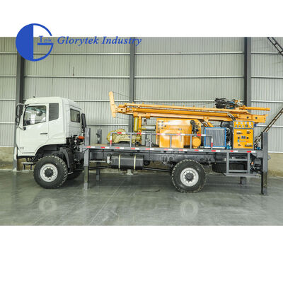 Πλήρης υδραυλική εξέδρα γεώτρησης Dongfeng 4X4 φορτηγού, 500m βάθος, 105-350mm μέγεθος τρύπας